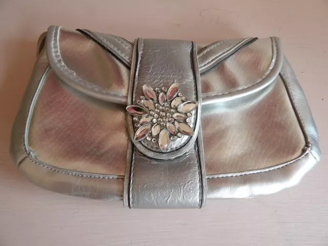 Lulu By Lulu Guiness Silver Clutch Handbag New Without Tags