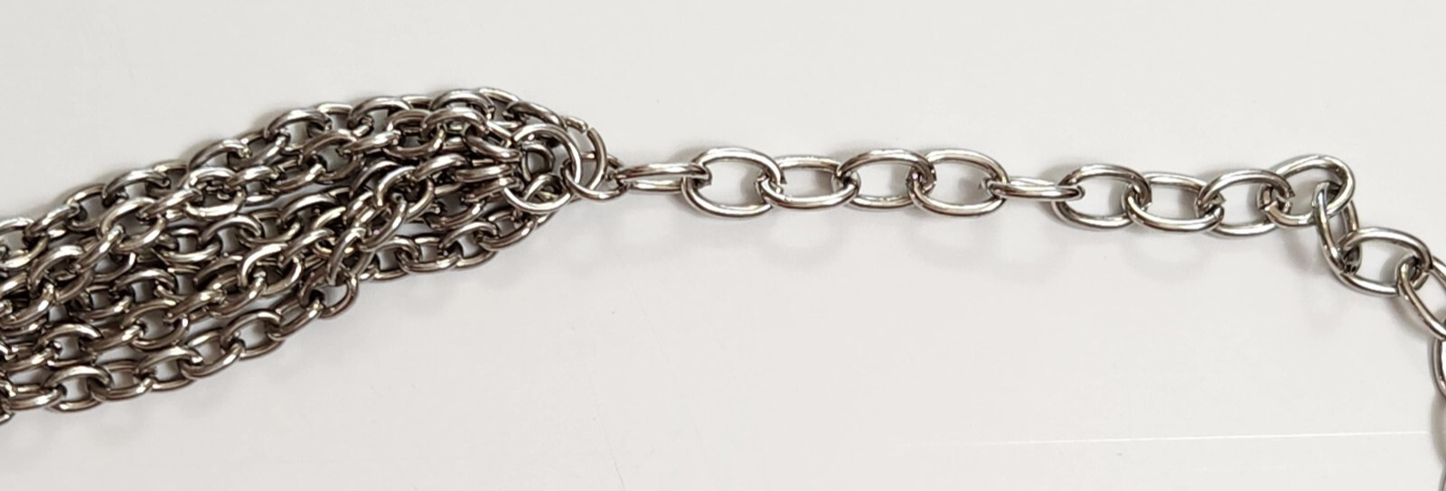 Multistrand Silvertone Statement Necklace Faceted… - image 5