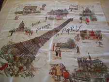 Vintage Satin Ladies Head Scarf - French Scenes.