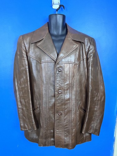 Vintage RT Whytes of Canberra Roetan leather Dialuxe brown blazer jacket size 42 - Picture 1 of 15