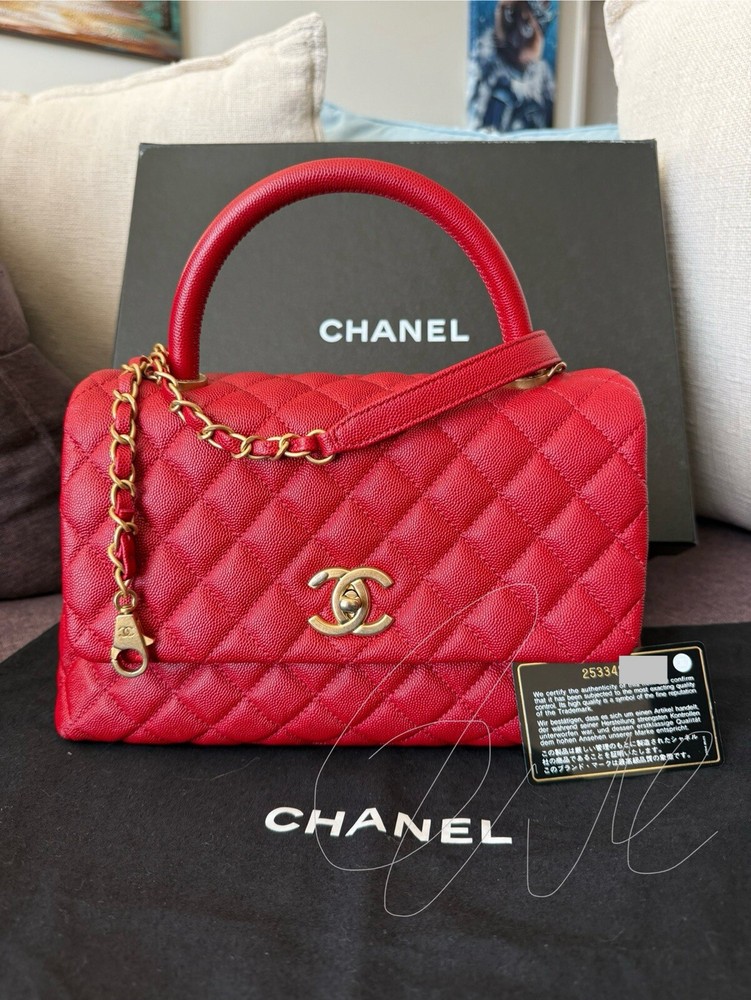 Chanel Coco Top Handle Bag Quilted Caviar Small ( Medium )