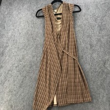 Ann Taylor Loft Dress Womens Sz 2 Brown Print Wrap Sleeveless Corporate Occasion