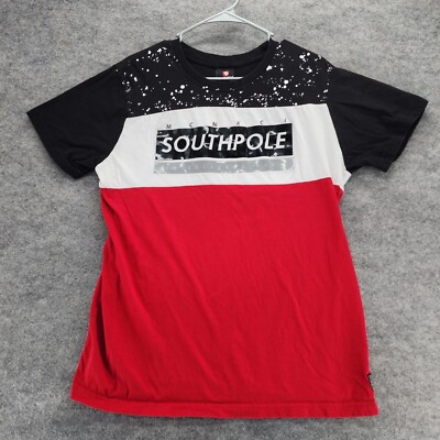 Southpole Shirt Mens Medium Short Sleeve Black Red White | eBay
