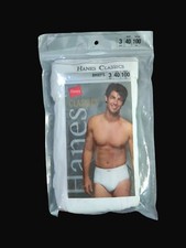 Hanes Classics Full-Cut White Briefs 3 Pack Size 40 Vtg Tighty Whiteys Dad 7760