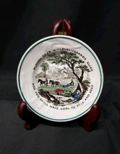 c. 1840 Plate Benjamin Franklin Proverbs Transferware Plough Deep While Sleep