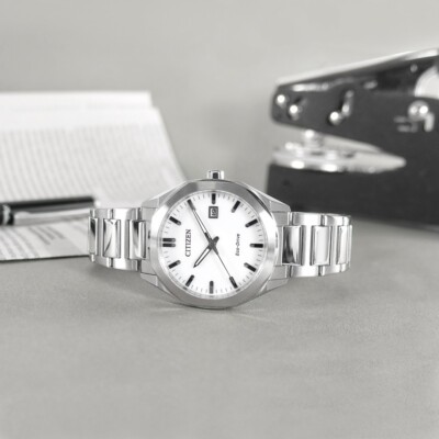 Citizen Eco-Drive BM7620-83A White Analog Octagonal Stainless