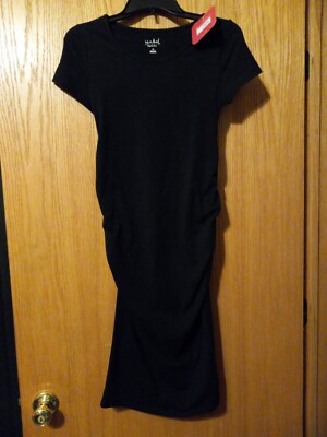 black t shirt maternity dress Black Short Sleeve Oversized Maternity T-Shirt Dress PinkBlush