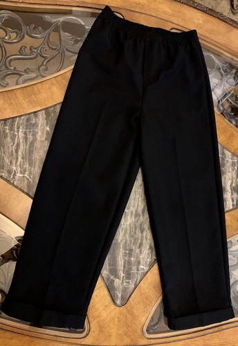 Pantalones de vestir negros para niños JC PENNEY poliéster cintura elástica pierna puño pliegue talla 7 - Imagen 3 de 3