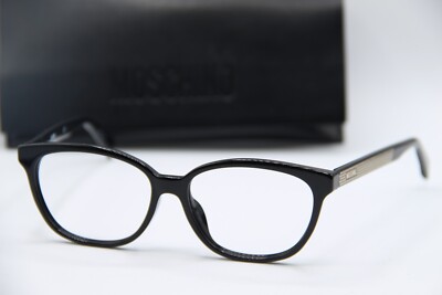 NEW MOSCHINO MOS527/F 807 BLACK AUTHENTIC DESIGNER EYEGLASSES W/CASE 53-15