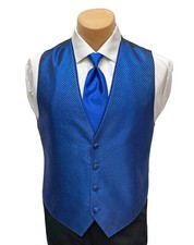 Men's Shiny Royal Blue Tuxedo Vest  Long Tie Groom Party Wedding Prom LL Tall