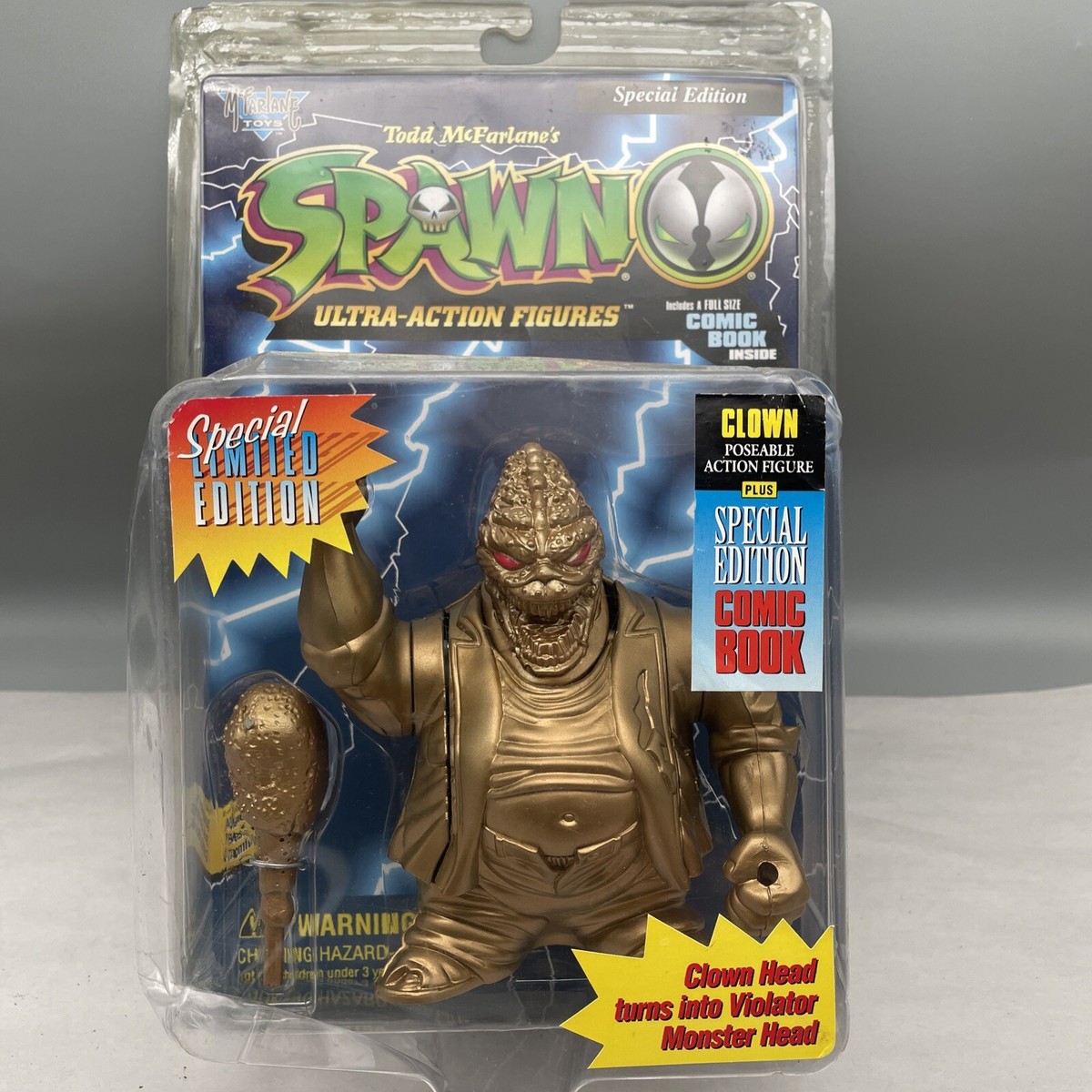 1996 McFarlane Toys Spawn Special Edition Gold Clown Ultra-action