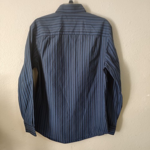 Axist Shirt Men Size M Modern Fit Blue Black Striped Long Sleeves Button Up 5318 - Picture 7 of 10