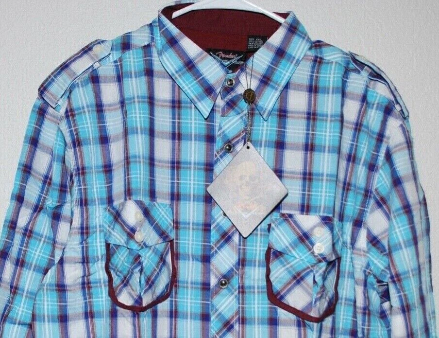 Camisa de vestir Fender para hombre con cuello talla XXL color turquesa  Foto 3 de 4