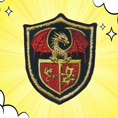 Dragon Crest Patch Medieval Coat of Arms Sublimated Iron-On Badge Applique