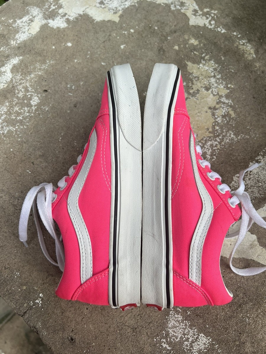 Neon Pink Old Skool Womens Bright Pink Lace-Up Vans Sneakers Sz