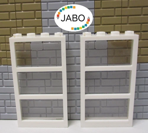 (E9/5/3) Lego 2x 57894 Fenster weiß 1x4x6 Scheibe trans klar 4996 3188