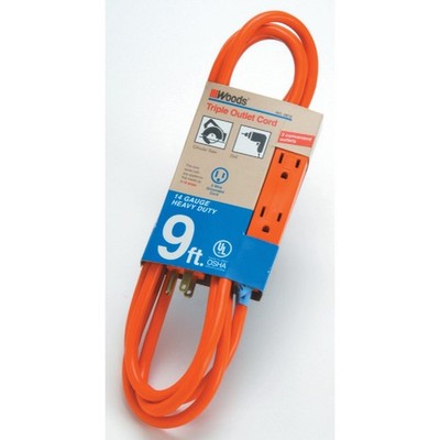 Woods 9 Ft. 14/3 Triple Outlet Extension Cord 0872 Woods 0872 078693008726