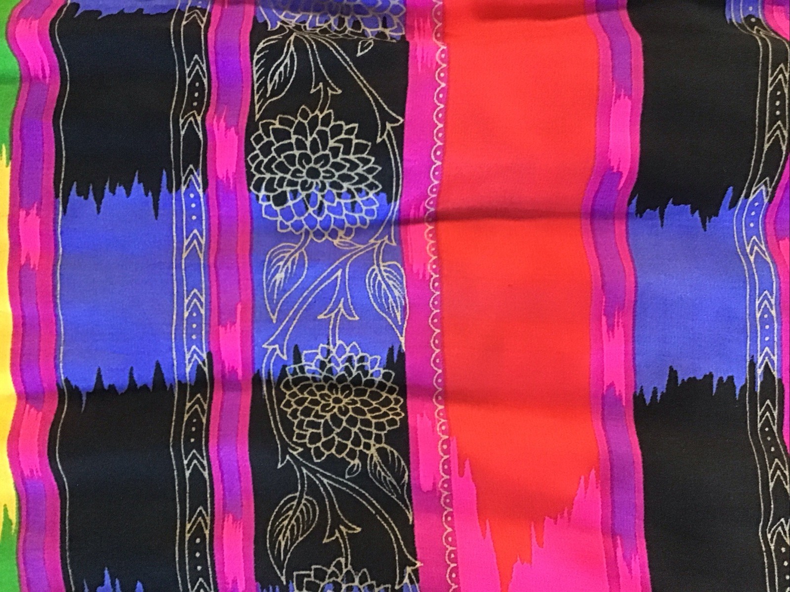 Jewel Tone Multicolor Rectangle Scarf Silky Stripes Floral Head Wrap Neckerchief