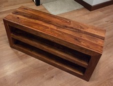 Sheesham Wood TV Stand Media Unit 107cm Solid Mango Brown Open Shelf