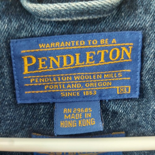 Vintage 90s Pendleton Aztec Western Southwestern Wool/Denim Jacket XL Rare Eagle - Picture 6 of 14