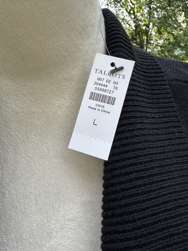 Cardigan lungo senza maniche a cascata Talbots nero aperto davanti maglia L NUOVO CON ETICHETTE - Foto 3 di 10
