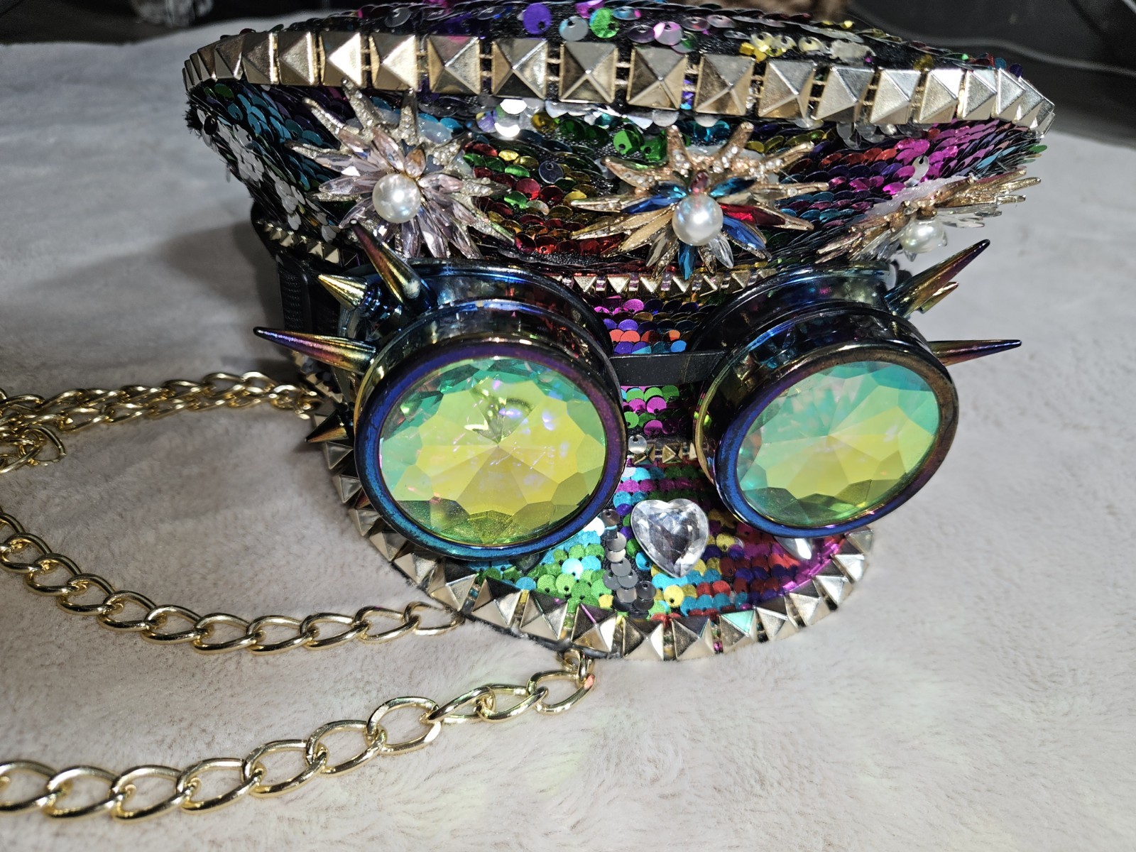 Steampunk Burning Man Rainbow Sequins Rhinestone … - image 1