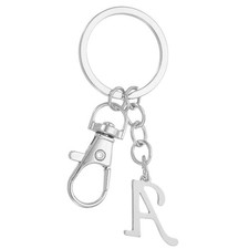 Initial Letter Key Chains, Letter A Key Chain Pendant Key Ring, Silver
