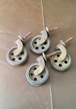 Set 4 Large Vintage Brass Castor Wheels 60mm Diameter 5mm Width Heavy Duty 