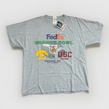 Vintage 2003 FedEx Orange Bowl Iowa Hawkeyes vs USC Trojans T-Shirt Men's XL