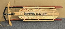 Lehman's Racer Solid Oak Steel Runner Snow Sled Made in U.S.A. Amish Made 