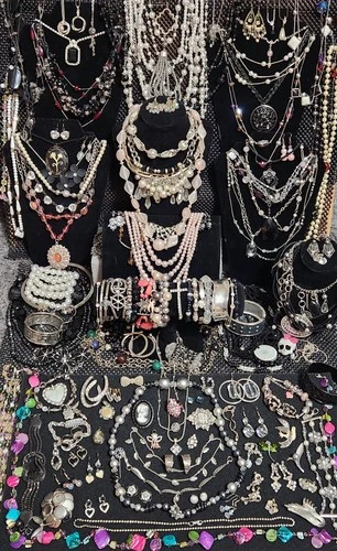 Huge Estate Jewelry Lot -Silver Tone*Glass*- Craft/Wear-All Costume-8+lbs