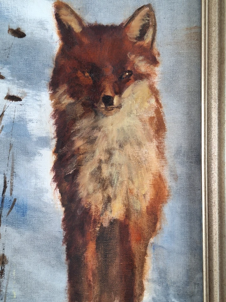 Original Ölgemälde Oil Painting Peinture Fuchs Fox Fine Art Impressionism Rahm  - Bild 2 von 4