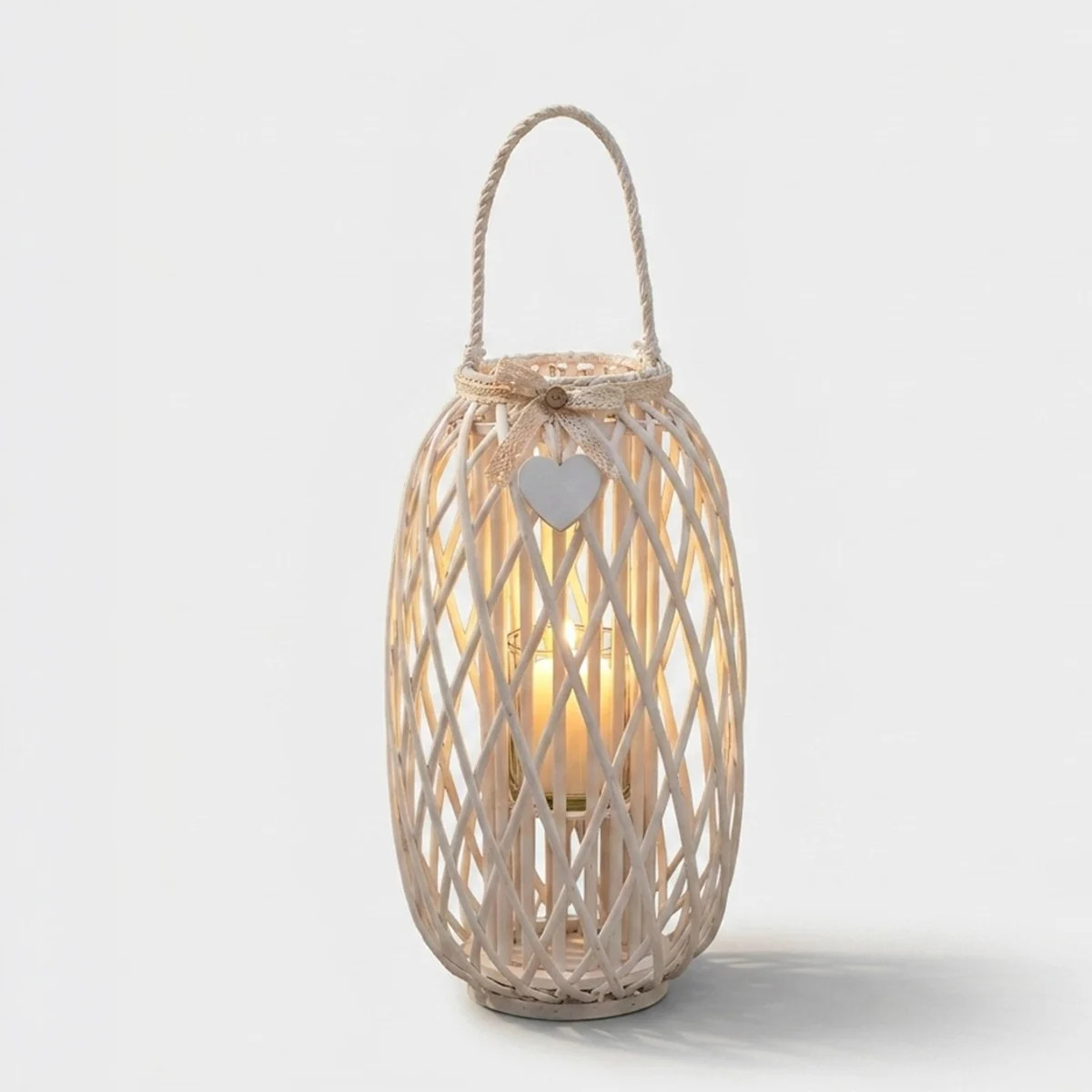 Lanterne en osier et verre Caroline faite main objet déco haut de gamme