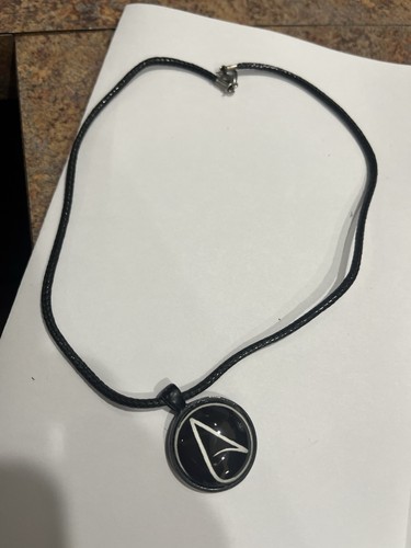 Black/Silver Atheist Symbol Pendant With Leather Necklace. Great Condition - Picture 2 of 6