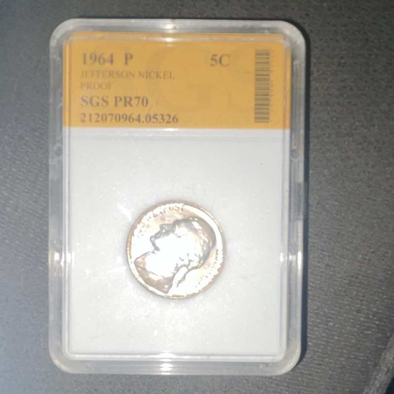 1964-P Jefferson Nickel 5C Copper Proof Philadelphia SGS PR70