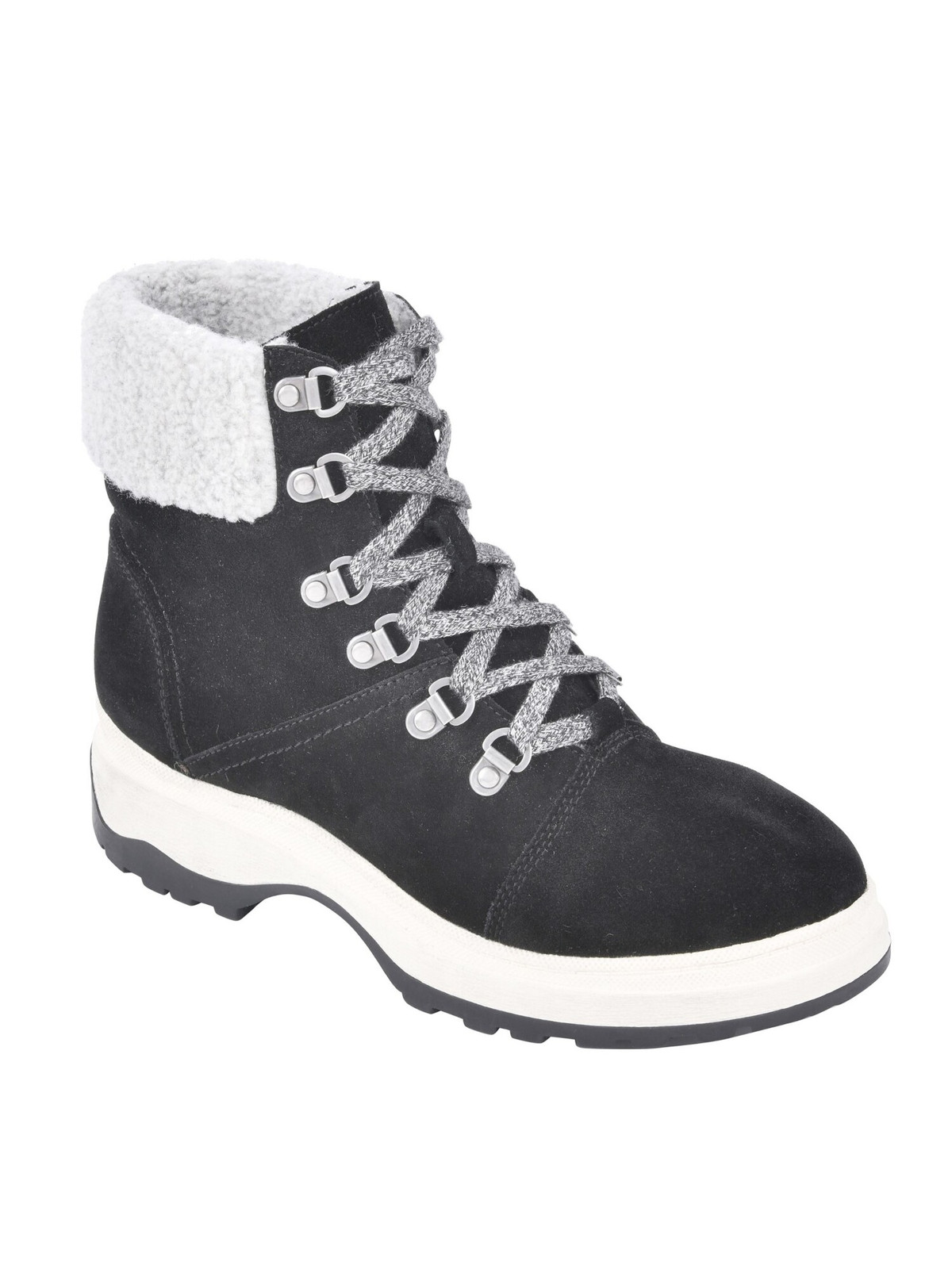 WHITE MOUNTAIN Womens Black Water Resistant Bravo Platform Leather Booties 6 M