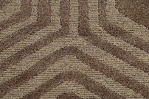 Handgefertigter Beige Geometrischer Wollteppich Groß Abstrakt Wohnzimmerteppich 10x14 Fuß - Bild 10 von 20