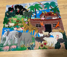 LuCuma Designs - Noah's Ark 19 X17 3D Arpillera Textile Fiber Quilt from Peru 2