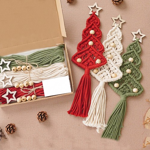 3 Stück Weihnachtsbaum Webset DIY Makramee Ornamente Material mit Anleitung - Bild 7 von 27