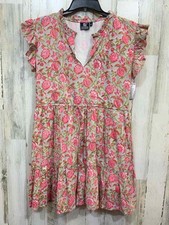 PRE-OWNED MADISON MATHEWS Dresses and Skirts Size XL GRAY/PINK/GREEN/CORAL Dress