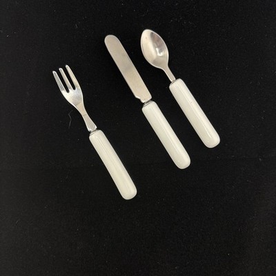 American Girl MOLLY'S BIRTHDAY TEA SET:  3 Piece SPOON FORK & KNIFE (RETIRED)