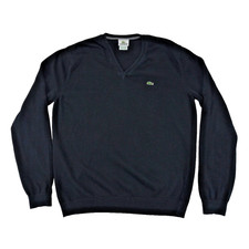 Lacoste Sweater Men's Size 5 M42" Black Aligator Vintage Pullover V-Neck Jumper