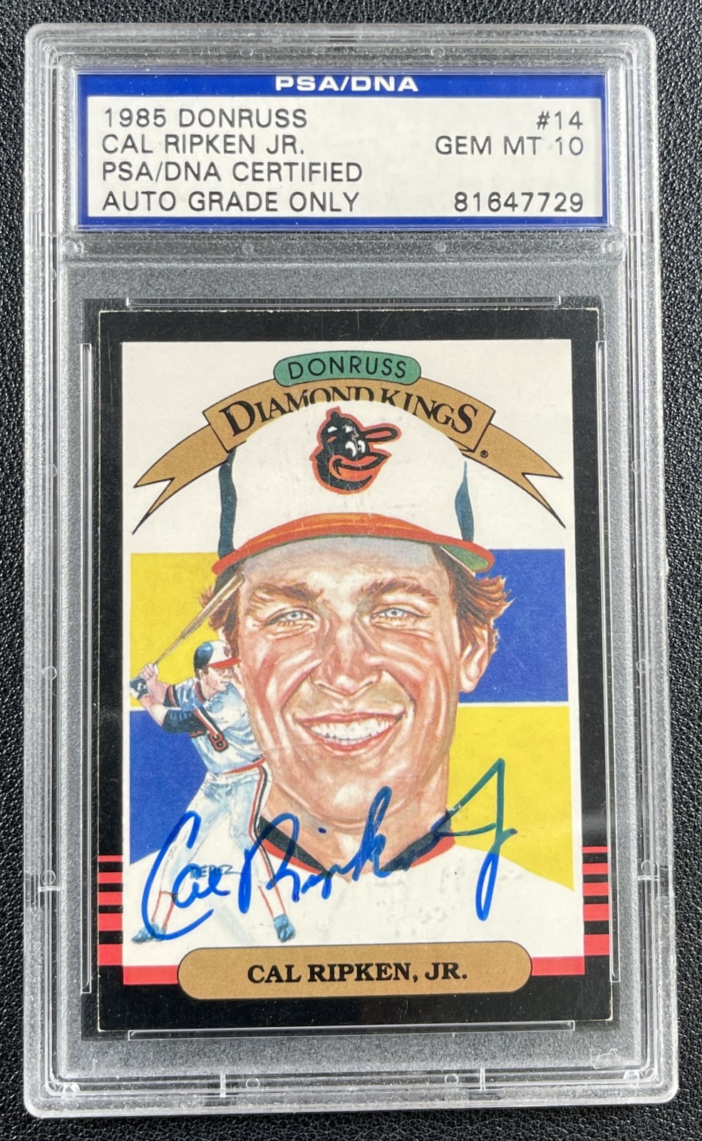CAL RIPKEN JR. PSA AUTH DNA 10 AUTO GRADE 1985 DONRUSS #14 ORIOLES 7729 view 1