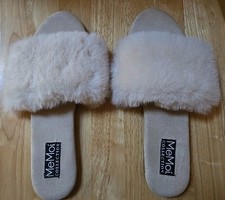 MeMoi Women's Plush Slippers - Ivory, Tan, Size 9-10, Retail 58
