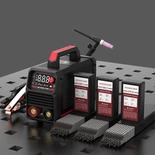 YESWELDER 205A MMA/TIG Welder with Gloves & 3 Welding Rod, 110V/220V