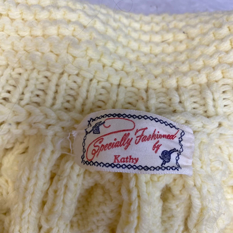 Cárdigan tejido vintage suéter cable chal cuello botón delantero mujer amarillo Foto 3 de 4