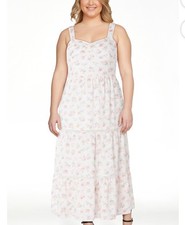 Celebrity Pink Women's Sleeveless Lace Trim Tiered Maxi Dress, 100% Cotton L New