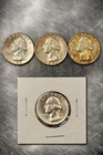 4 Washington Quarters Silver Lot 1964 90% 25C US Coins Collection Junk 0.72oz