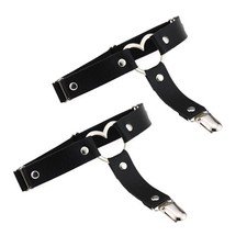 2 Pcs Adjustable Elastic Thigh Garter Belts Punk Gothic Heart Leg Garter with...