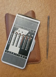 Vintage Rolls Record-6 Pocket Adding & Subtracting Machine – with Stylus